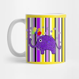 FUNNY  Elephant Party Stripes Mug